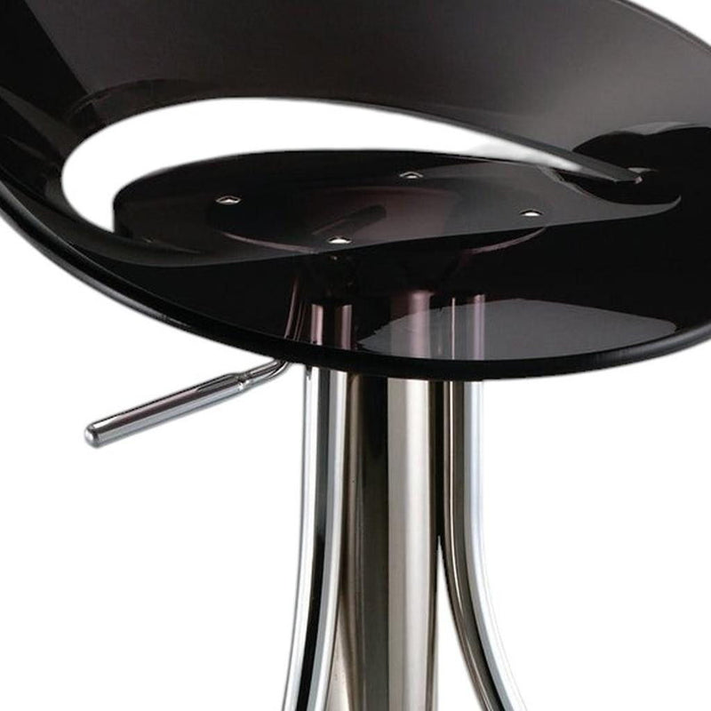 Contemporary Metal And Heavy Duty Plastic Low Back Adjustable Height Bar Chair - Black
