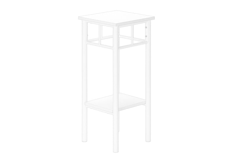 Square End Table With Shelf - White