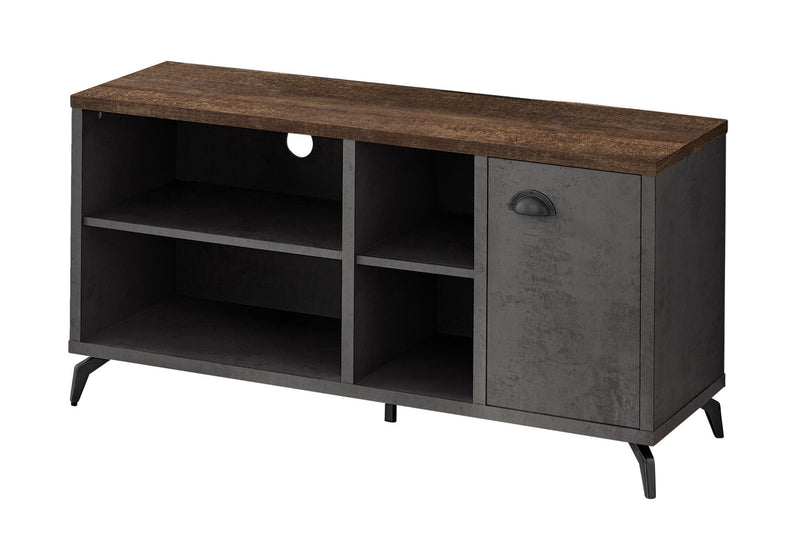 47" Distressed Reclaimed Wood Enclosed And Open Storage TV Stand - Brown And Gray
