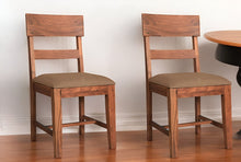 Load image into Gallery viewer, Upholstered Fabric Slat Back Dining Side Chairs (Set of 2) - Brown
