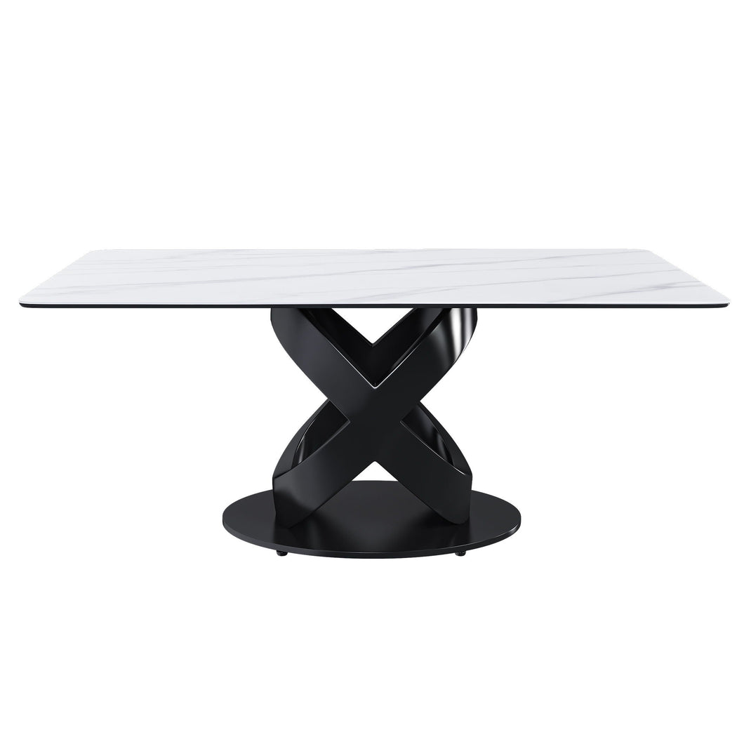 Rectangular Dining Table, For Dinner Party, 4 Chairs - Black / White
