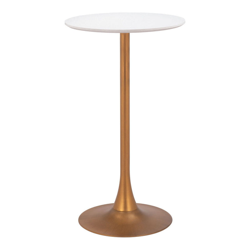24" Wood Rounded Bar Table - White