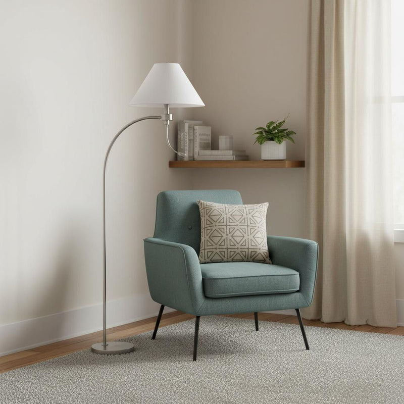 68" Metal Reading Floor Lamp With Fabric Empire Shade - Nickel / White