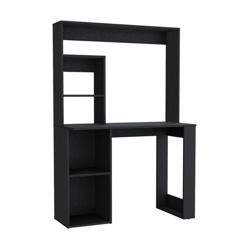 H-Shape Computer Desk With Hutch - Black
