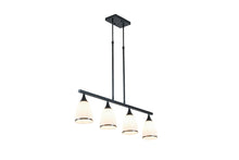 Load image into Gallery viewer, Kitchen Island Four Light Wrought Frosted Flush Chandelier With Shades - Black / Frost
