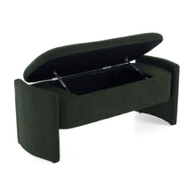 Load image into Gallery viewer, Elegant Long Shaped Storage Ottoman Bench, Boucle Material, Simple And Grand Design - Dark Green
