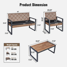 Load image into Gallery viewer, 4 Piece Patio Furniture Set With Acacia Wood Table Top And Cushions
