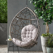 Load image into Gallery viewer, Marlin Hanging Egg Chair Basket With Teardrop Design - Gray
