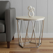 Load image into Gallery viewer, Manufactured Wood And Iron Round End Table - Silver
