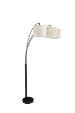 Load image into Gallery viewer, Three Lights Tree Floor Lamp With Beige Drum Shade - Beige And Espresso Brown
