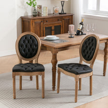Load image into Gallery viewer, French Style Solid Wood Frame Antique Painting, Hand-Pulled Buckle Decoration Artificial Dining Chair With Nailhead Trim, Wood Legs
