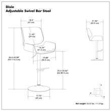 Load image into Gallery viewer, Dixie - Adjustable Swivel Bar Stool - Black
