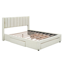 Load image into Gallery viewer, Full Size Upholstered Platform Bed with One Large Drawer in the Footboard and Drawer on Each Side,Beige
