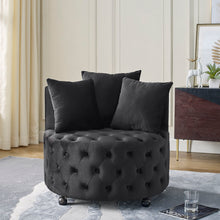Load image into Gallery viewer, Modern Upholstered Swivel Chair With Button Tufted Design And Movable Wheels
