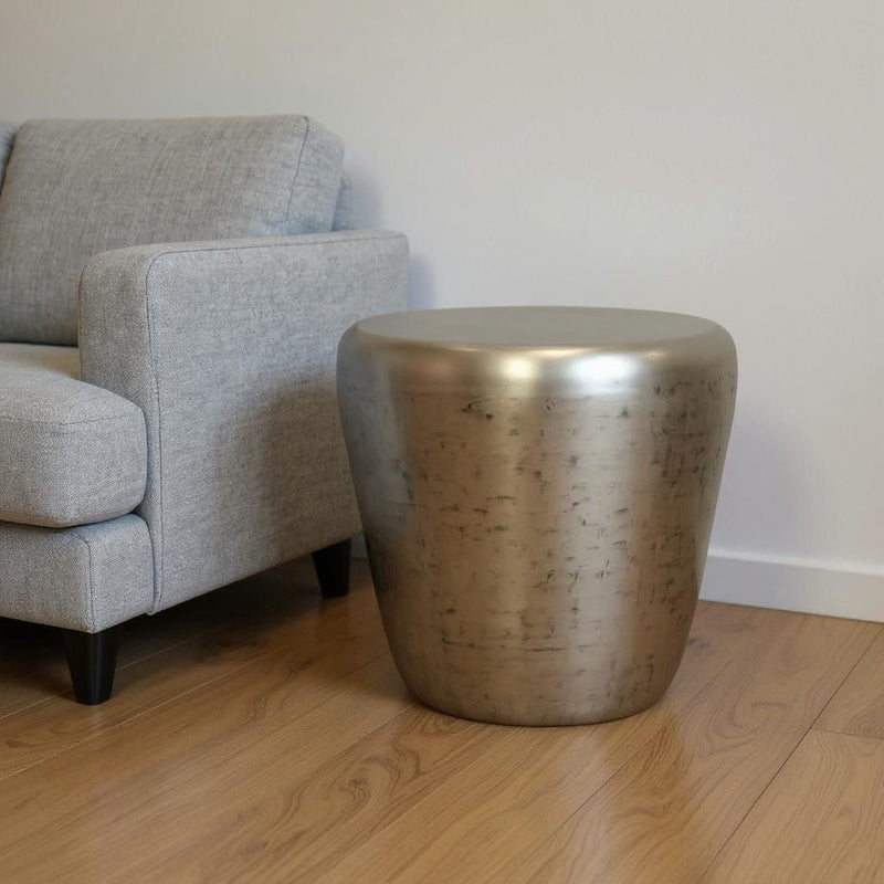 22" Metal Round End Table - Silver