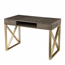 Load image into Gallery viewer, Writing Desk With Two Drawers - Gray / Gold
