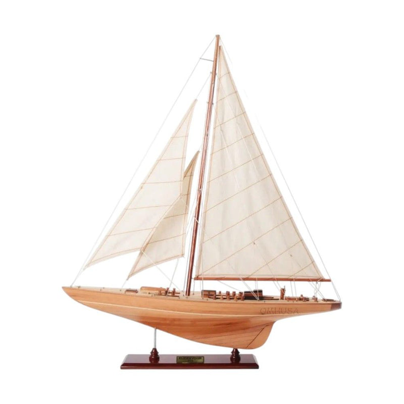 Endeavour Yacht Hand Painted Sculpture - Brown