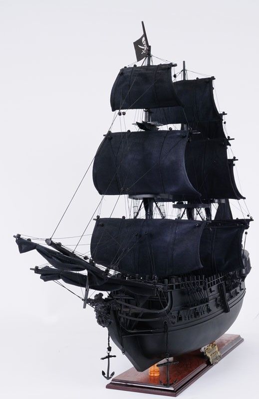 Pirate Boat Hand Painted Decorative Boat - Black / Pearl