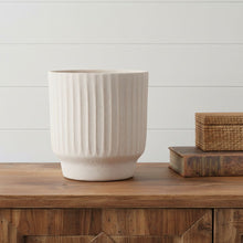 Load image into Gallery viewer, Recycled Textured Lines Urn Table Vase - Beige
