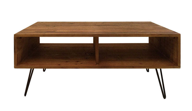 23" Wood And Metal Coffee Table With Shelf - Brown And Black