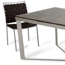 Load image into Gallery viewer, 80" Solid Wood And Stainless Steel Trestle Base Dining Table - Silver
