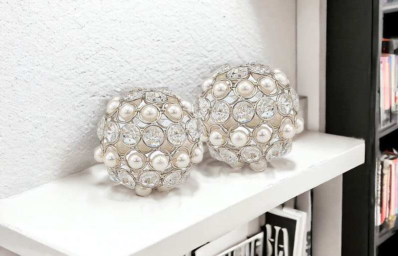 Decorative Orbs (Set of 2) (480013) - Silver / Clear