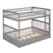 Load image into Gallery viewer, Full over Full Bunk Bed with Twin Size Trundle, Convertible Beds, Gray
