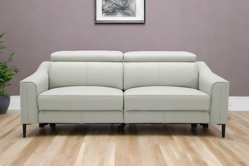 Leather Reclining Sofa - Gray / Black