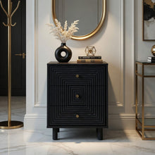 Load image into Gallery viewer, 3 Drawer Nightstand - Black - Wood

