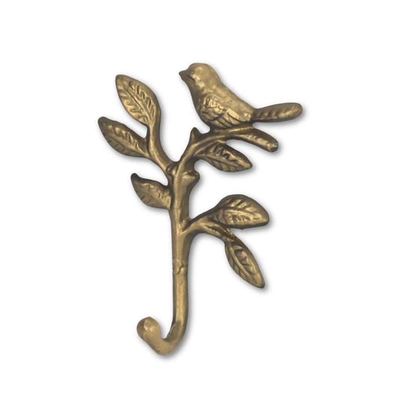 5" Cast Iron Bird Wall Hook - Antiqued Gold