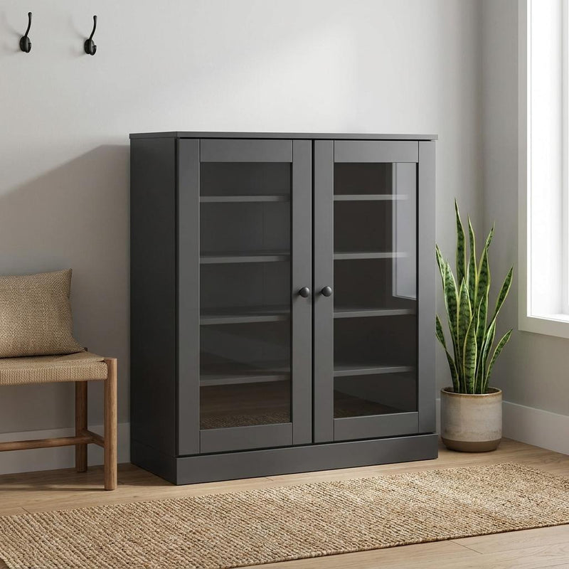 Twenty Pair Solid Woodshoe Storage Cabinet (752375) - Gray