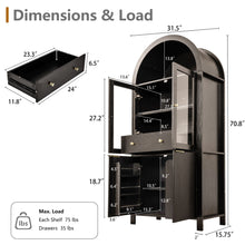Load image into Gallery viewer, Fluted Tall Arched Pantry Cabinet With Adjustable Shelves
