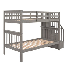 Load image into Gallery viewer, Stairway Twin-Over-Twin Bunk Bed with Storage and Guard Rail for Bedroom, Dorm, Gray color(OLD SKU :LP000109AAE)
