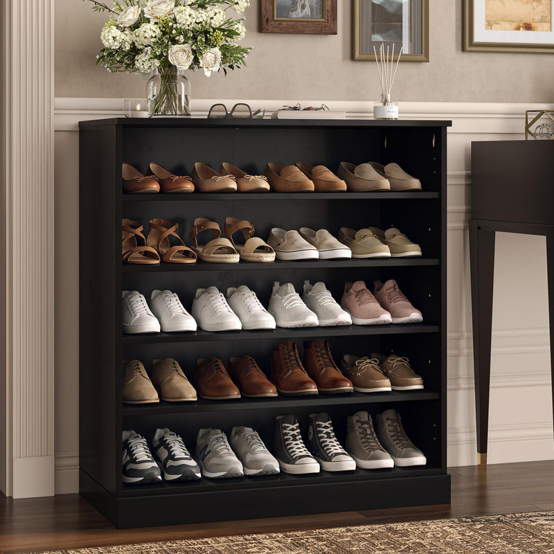 Twenty Pair Solid Woodshoe Storage Cabinet (752319) - Black