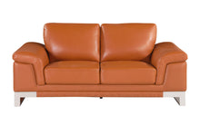 Load image into Gallery viewer, Genuine Leather Love Seat - Silver / Camel
