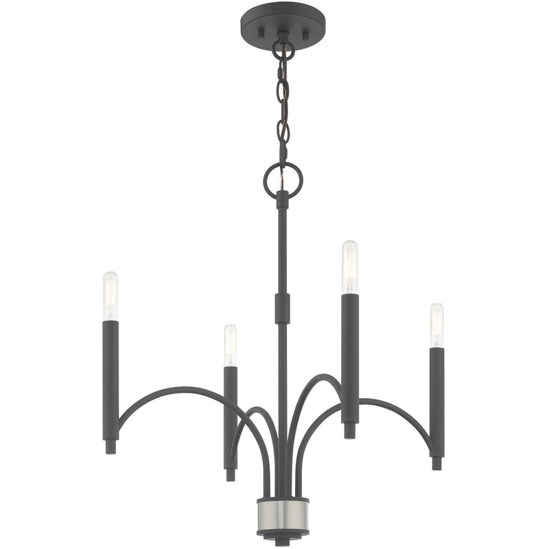 Four Light Dimmable Chandelier With Shades - Gray