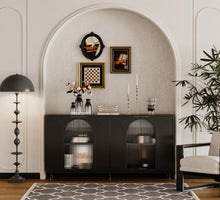 Load image into Gallery viewer, Accent Cabinet Lacquered Wooden Cabinet With 4 Glass Doors Sideboard Buffet Server Cabinet Storage Cabinet, For Living Room, Entryway, Hallway, Office, Kitchen And Dining Room

