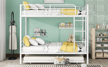 Load image into Gallery viewer, Full Over Full Metal Bunk Bed with Trundle, White
