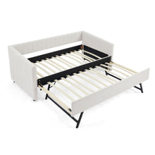 Load image into Gallery viewer, Upholstered Daybed With Trundle With Vertical Stripes
