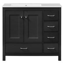 Load image into Gallery viewer, Bathroom Vanity With Ceramic Sink Combo, Abundant Storage Cabinet 2 Soft Close Doors And 5 Drawers
