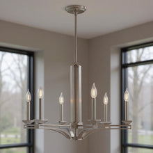 Load image into Gallery viewer, 27" Six-Light Dimmable Chandelier With Shades - Nickel
