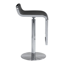 Load image into Gallery viewer, Faux Leather And Steel Adjustable Height Swivel Bar Chair - Black / Silver
