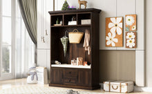 Load image into Gallery viewer, Hall Tree With 3 Hooks, Coat Hanger, Entryway Bench, Storage Bench, 3 In 1 Design
