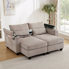 Load image into Gallery viewer, Convertible Chaise Lounge Sofa Chair With USB Ports, Cup Holders, Phone Holder And Storage
