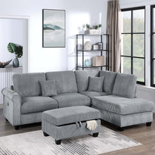 Load image into Gallery viewer, Contemporary Sectional Set With Right Arm Chaise, Left Arm Sofa With USB Port, Storage Ottoman
