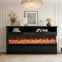 Load image into Gallery viewer, Wood Fireplace Entertainment Center With Fireplace (723793) - Black
