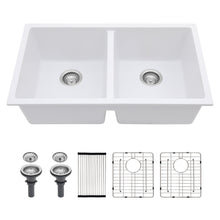 Load image into Gallery viewer, Granite Composite Double Bowl Undermount Kitchen Sink
