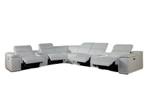 Load image into Gallery viewer, Italian Leather Power Reclining 8 Piece Corner Sectional With Console - White
