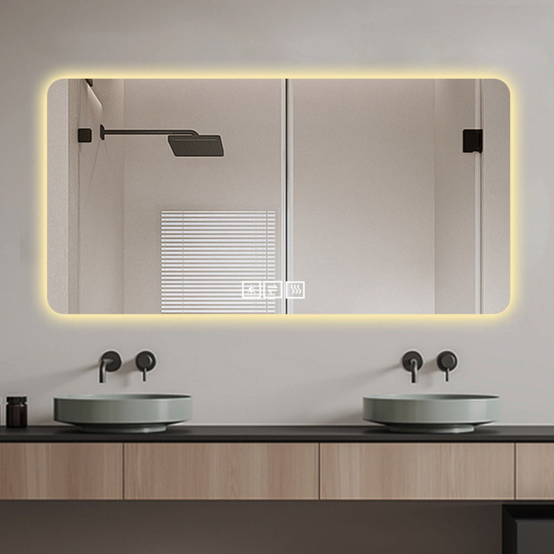 59" Round Lighted Frameless Bathroom Vanity Mirror - Silver