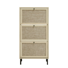 Load image into Gallery viewer, Modern Rattan 3 Door Shoe Rack Cabinet For Entryway
